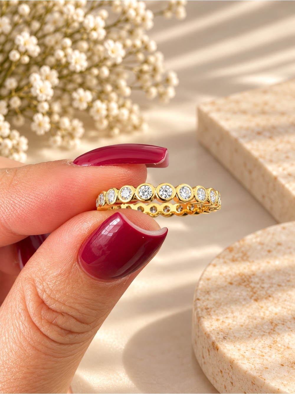 Gold Eternity Bezel CZ Ring - Classic Gold Sparkle